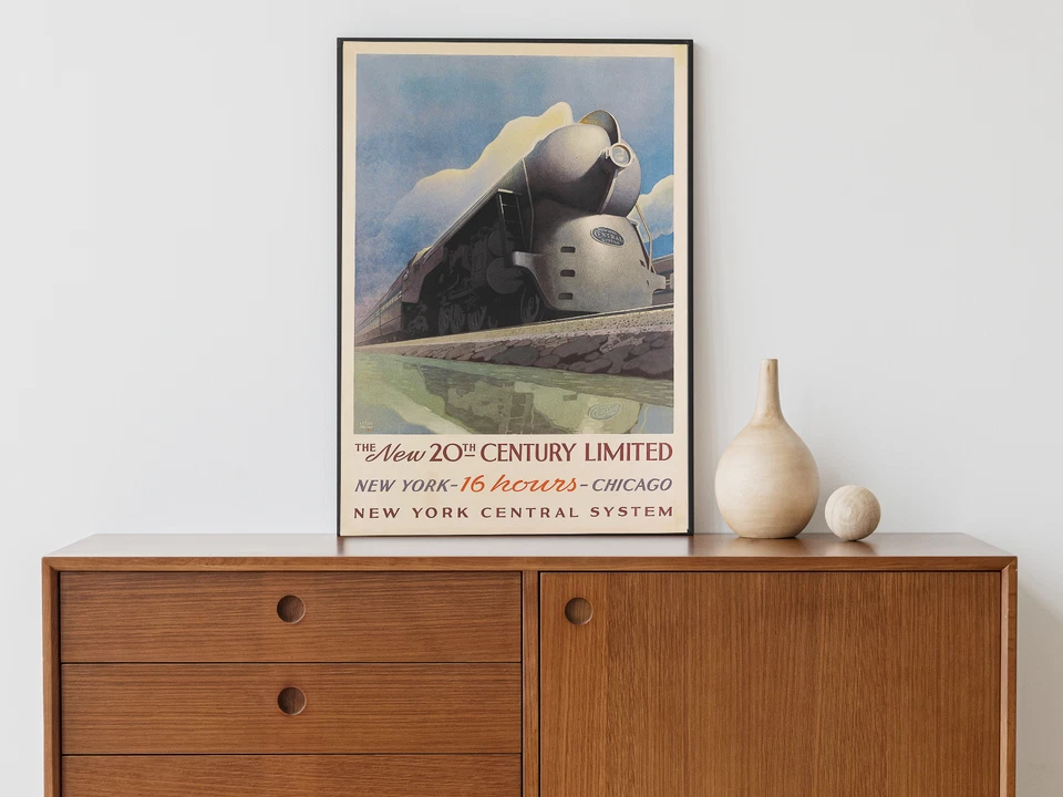 New York Central System Stream Lined Train Wall Art Poster, New York Chicago  - Image 2 of 4