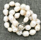 10-12mm RICE WHITE FRESHWATER NATURAL BAROQUE PEARL NECKLACE 17/18/20/24''