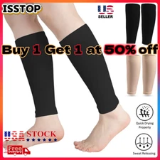 2x Calf Sleeves Leg Support Compression Socks Running Shin Splint Varicose Vein