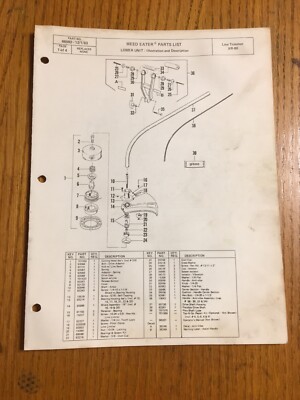 Weed Eater Trimmer Model XR-80 OEM Illustrated Spare Parts List Manual  Repair | eBay