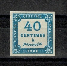 FRANCE STAMP TIMBRE TAXE 7 " CHIFFRE TAXE 40c BLEU " NEUF (x) TTB SIGNE W657