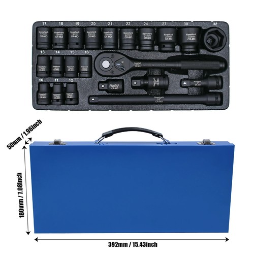 22 Piece Ratchet Wrench Set, Air Cannon Socket Set Auto Repair Tool Kit10mm-32mm - Picture 2 of 9
