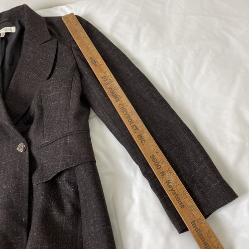 Escada Blazer Womens 40 Wool Linen Brown Jacket Career Double Breasted Germany - Picture 13 of 16
