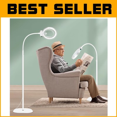 Energy Efficient Floor Magnifying Lamp with Touch Control and Flexible Arm