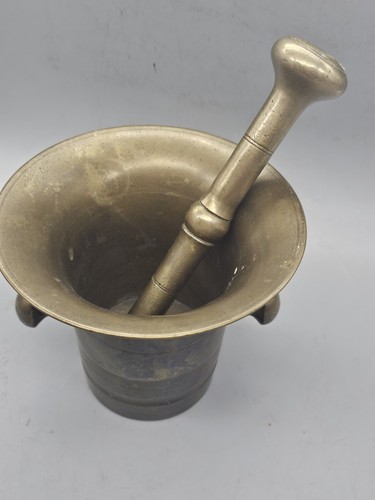 Heavy Brass Mortar & Pestle Fine Vintage Antique 5.5" x 6" - Picture 4 of 12
