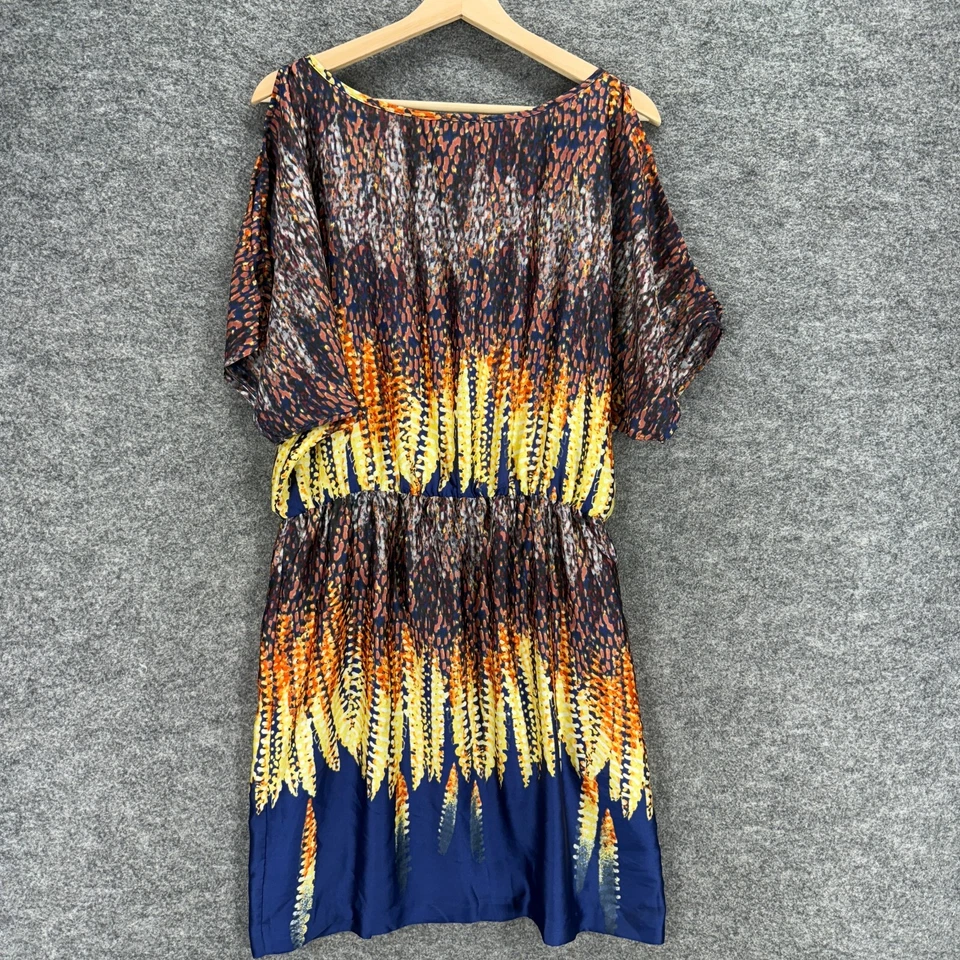 B. Vestido inteligente feminino 12 bainha listrada amarela midi ombro frio manga curta - Imagem 2 de 4