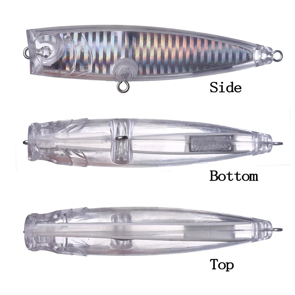 10PCS 11cm 20g Rattle Holographic Popper Unpainted Bait Blank Fishing Lure model - Image 3 of 4