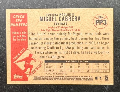 2003 Bowman Heritage Pre-Production Miguel Cabrera #3 - Picture 2 of 2