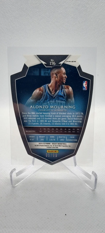 2014-15 Panini Select Purple Die-Cut Prizm #176 Alonzo Mourning /99 Rare  - Image 2 of 2