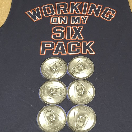 Men's Beer Drinking Dad Tank T Shirt Medium L Workout Working On My Six Pack