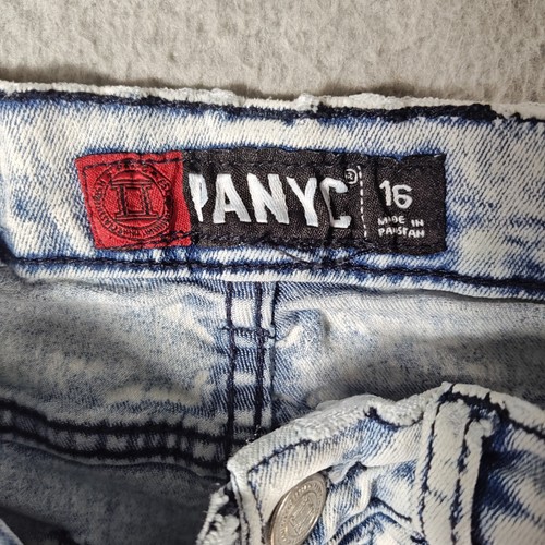 PANYC Jeans Youth Boys Size 16 Blue Skinny Mid Rise Punk Creased Cotton Blend - Picture 9 of 11