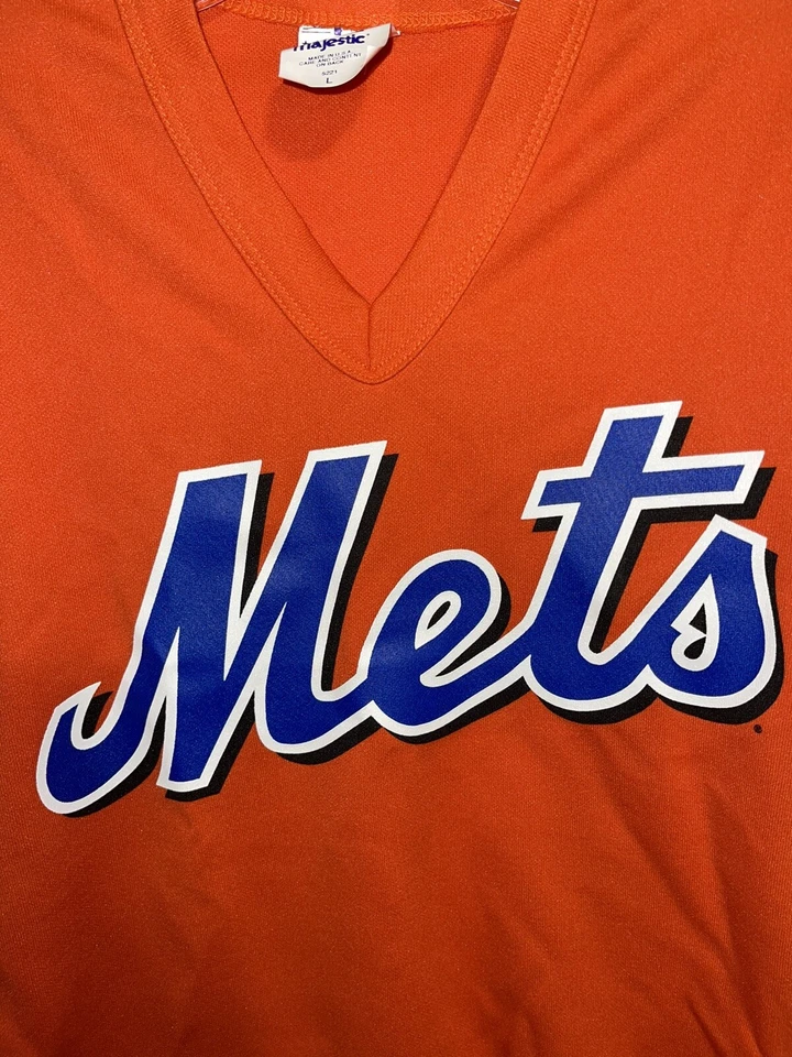 Jersey naranja vintage Majestic MLB NY Mets talla juvenil L hecho en EE. UU. Foto 2 de 4
