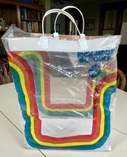 Retro Vintage 1984 FTD PICK ME UP BOUQUET Bag Tote Plastic Handles Rainbow