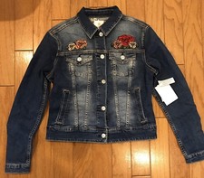 Nwt Lularoe Harvey Red Pink Rose Denim Jean Jacket Size Medium