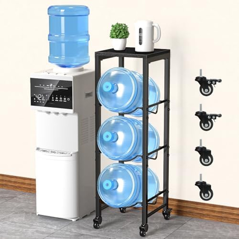 5 Gallon Water Bottle Jug Holder 3-Tier Water Bottle Holder Organizer with Locka