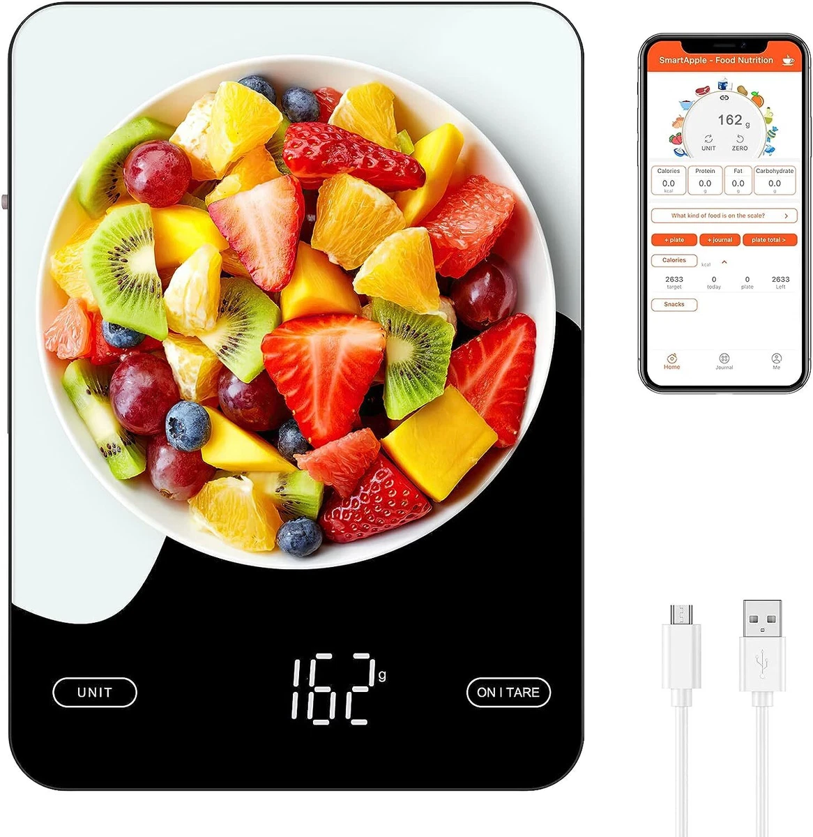 Digital Food Scale Rechargeable Smart Kitchen Scales for Weight