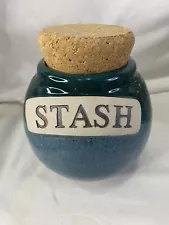 Tumbleweed Pottery “Stash” Jar w/ Cork Lid - Blue Glazed Jar - Handcrafted in NC