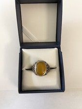 Men Ring STERLING SILVER 925 Natural Yellow AQEEQ Sharaf Al Shams Size 10.