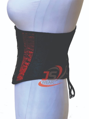 Women underbust black red Brocade Steel Boned waist trainer body shaper corsets - Picture 5 of 6