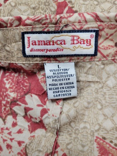 Jamaica Bay Shirt (L) Multicolor Floral 3/4- Sleeve Button-Up V-Neck Epaulets - Picture 5 of 6