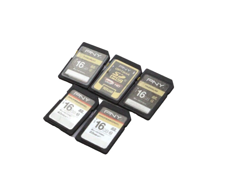 Lot of 5 PNY 16GB SD Memory Cards Working - Image 4 of 4