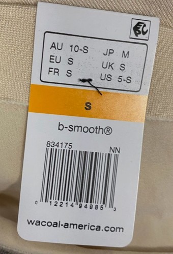 15 $ Wacoal Damen beige Stretch B glatt hoch geschnitten Slips Unterwäsche Größe S - Bild 5 von 5