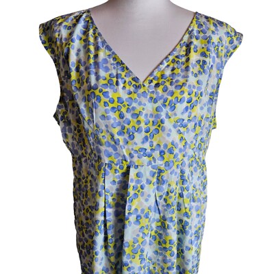 Gap Maternity Surplice Wrap Blue Yellow Circle Print Dress Sz L Sleeveless NWT