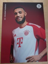 Noussair Mazraoui Karta z autografem FC Bayern Monachium Sezon 23/24 Druk Podpis