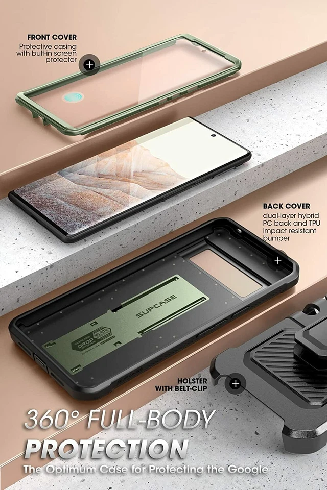 For Google Pixel 6 Pro, SUPCASE Rugged Shell 360 Case w/ Screen Protector Cover - Image 2 of 4
