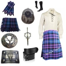 Men's Traditional Scottish Tartan kilt Outfit 10 Pieces kilt set Wedding Outfit
