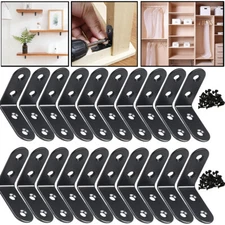 20-Pack L Bracket Corner Brace Sets Black Stainless Steel 90 Degree Right Angle