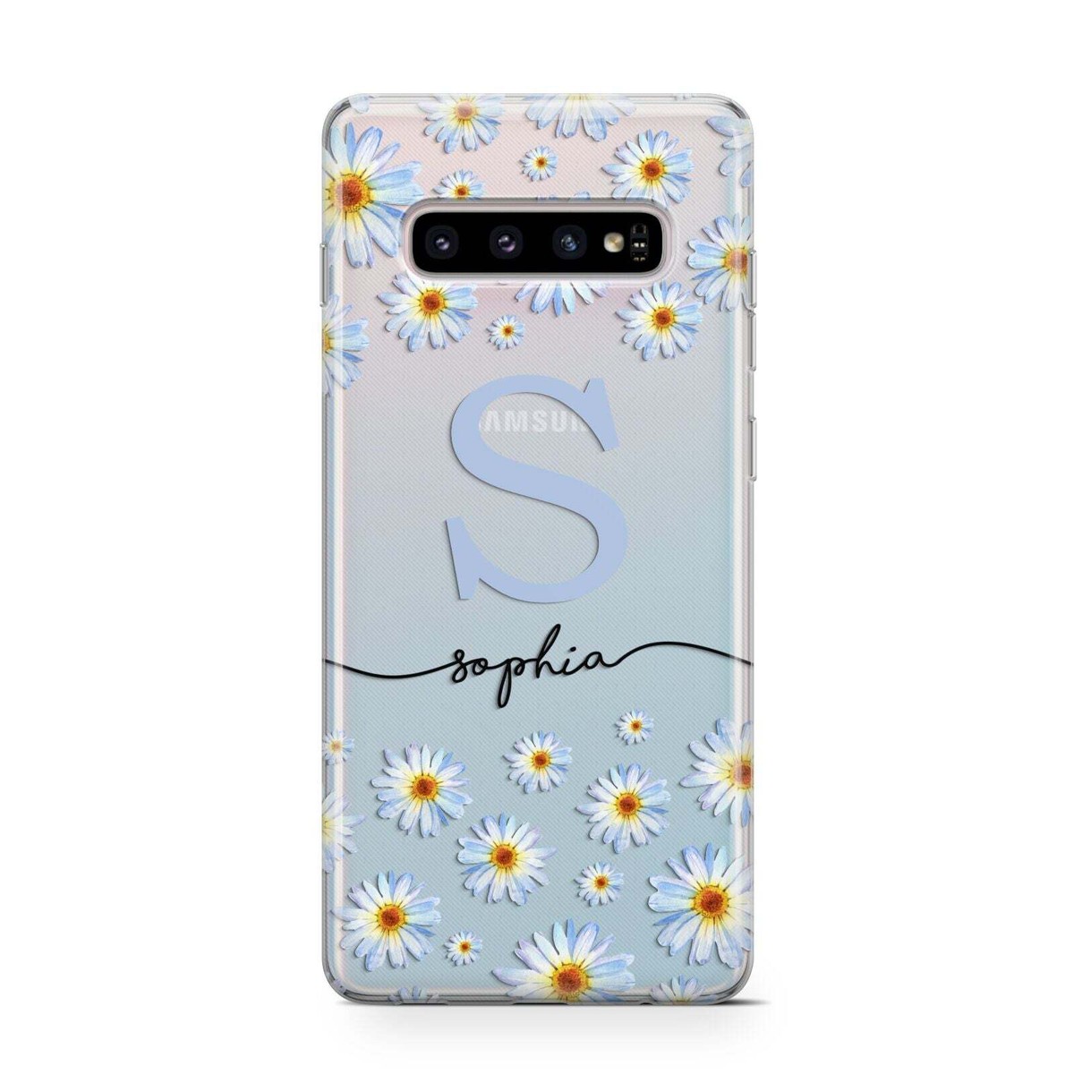 Personalised Daisy Initial Name Protective Samsung Galaxy Case for