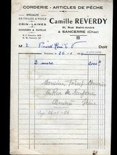 SANCERRE (18) CORDERIE TOILES SOMMIERS MATELAS "Camille REVERDY" Facture en 1954