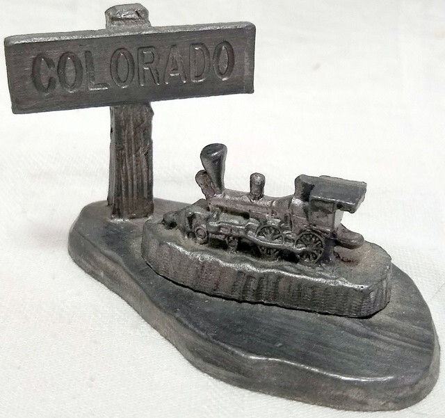 Miniature COLORADO TRAIN SOUVENIR Handcrafted Pewter MADE IN U.S.A.