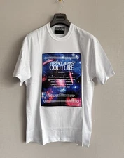 Versace Jeans Couture XXL Size T-shirt Space Logo Graphic White Cotton