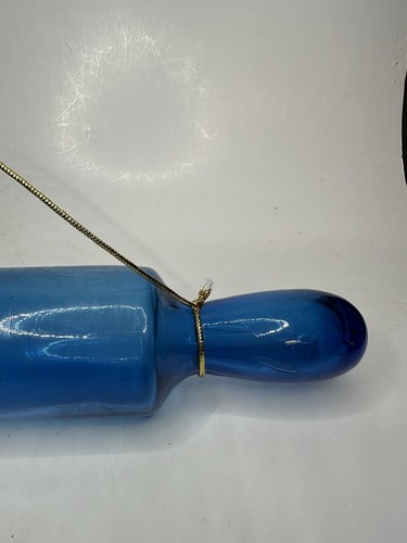 Antiguo rodillo de vidrio victoriano azul colbalto soplado a mano 14 pulgadas reactivo UV - Imagen 7 de 15