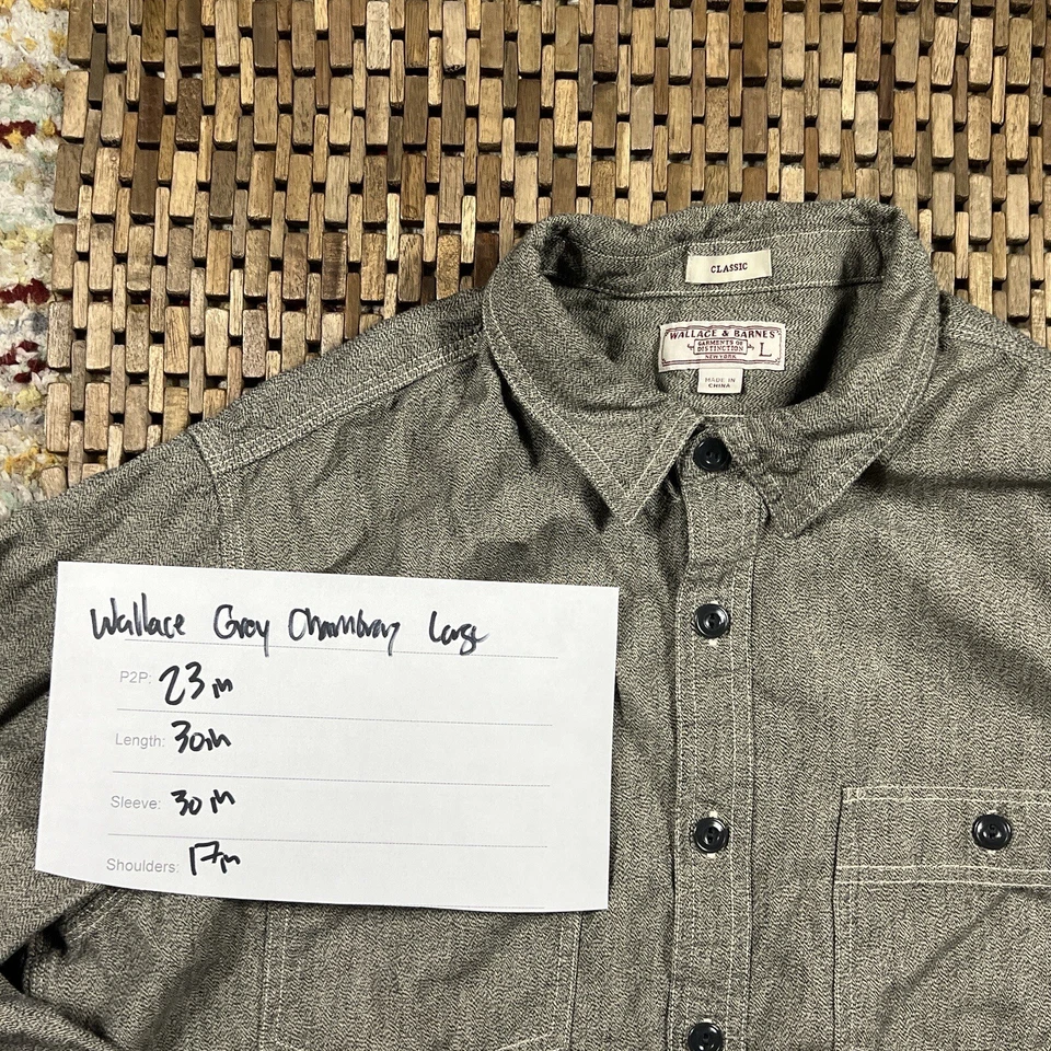 Рубашка рабочая вестерн на пуговицах серая J.CREW Wallace & Barnes большая L - Изображение 4 из 4