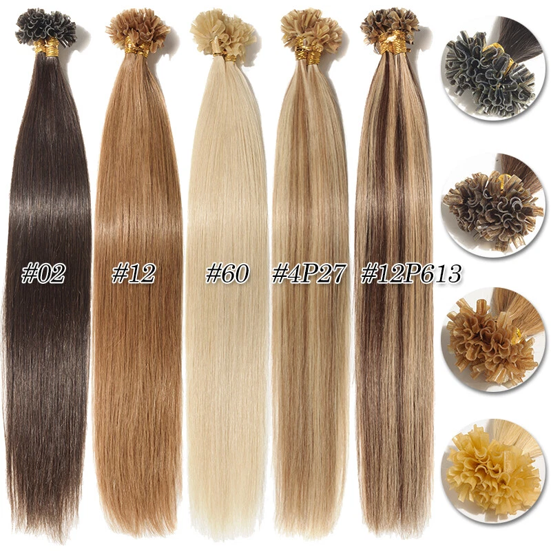 Extensiones de cabello humano 100 % punta en U para uñas fusión preunidas queratina GROSOR 1 G/hilos Foto 2 de 4