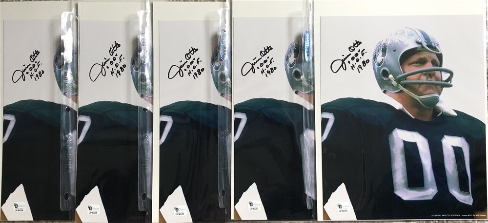 Jim Otto Autographed Signed Oakland Raiders 8x10 photo "00" HOF 1980 auto GAI 5 count lot 