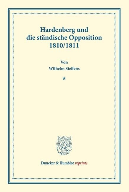 Thumbnail - Hardenberg Und Die Ständische Opposition 1810/1811 | Buch |