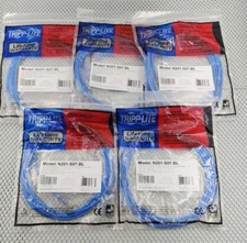 Tripp Lite Cat 6 Gigabit Blue RJ45 M/M Patch Cable 7 FOOT Snagless Slim 5 Pack