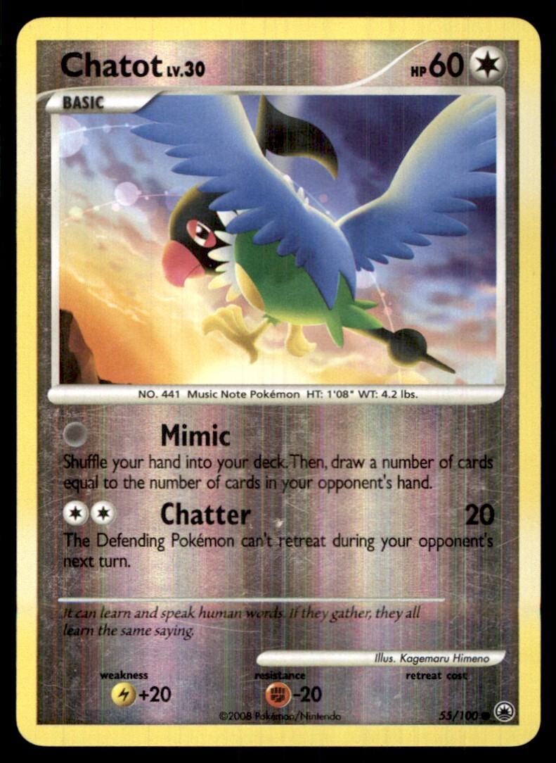 2008 Diamond & Pearl - Majestic Dawn Reverse Holo Chatot #55