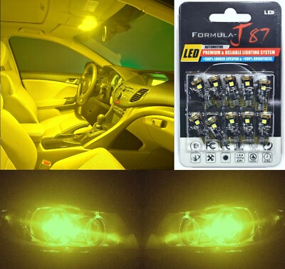 Canbus Error LED Light 168 Yellow 3000K Ten Bulbs Interior Map Replacement Lamp