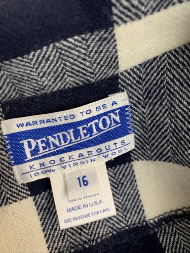 PENDLETON VINTAGE KNOCKABOUTS Blue Plaid PANTS SUIT, SIZE 16 Belted Jacket Wool - Picture 8 of 12