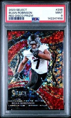 2023 PANINI SELECT RED DISCO PRIZM #296 BIJAN ROBINSON 7/49 PSA 9