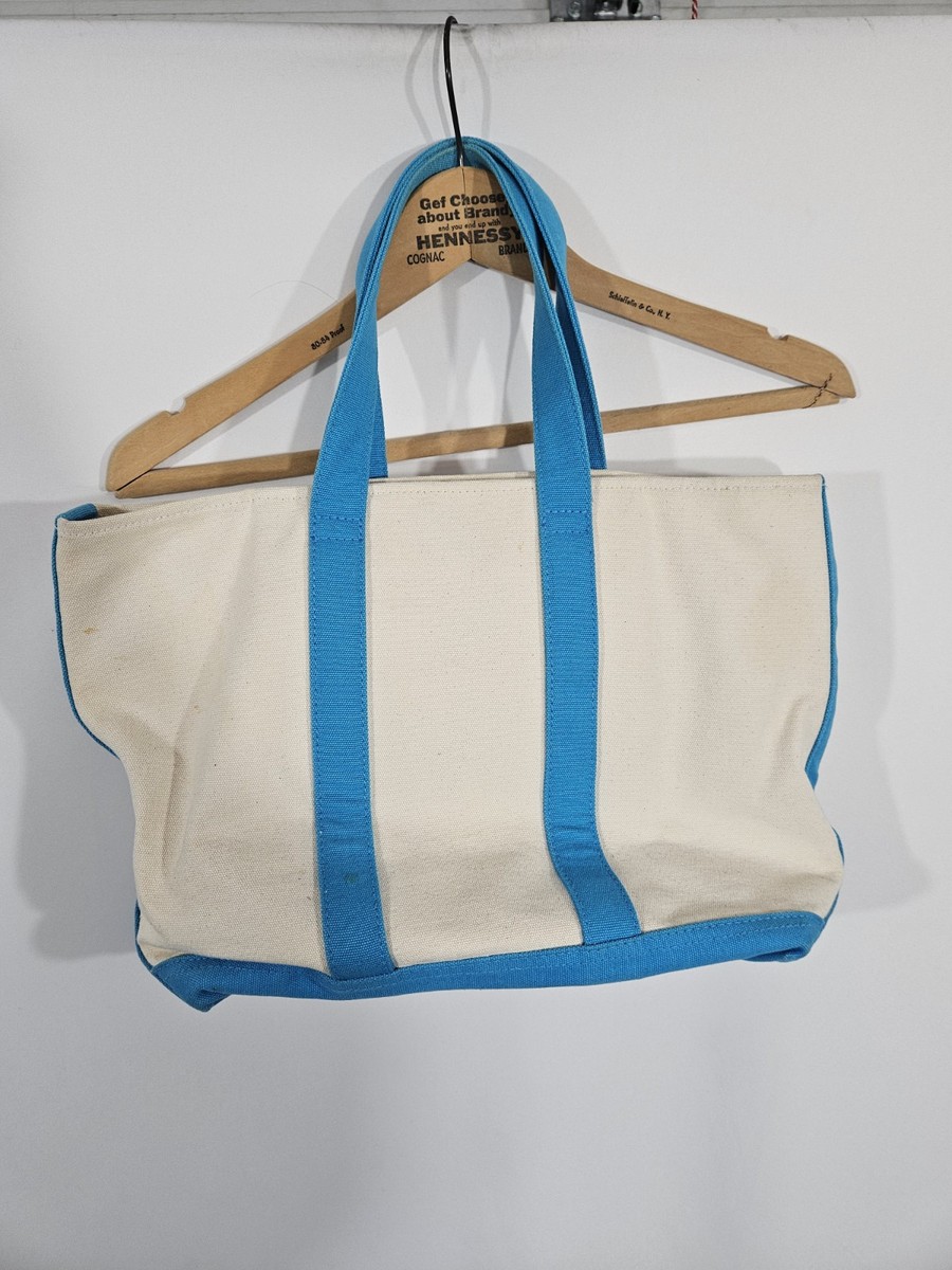RALPH LAUREN CANVAS Blue TRIM CHIC TOTE BAG PURSE POLO LOGO
