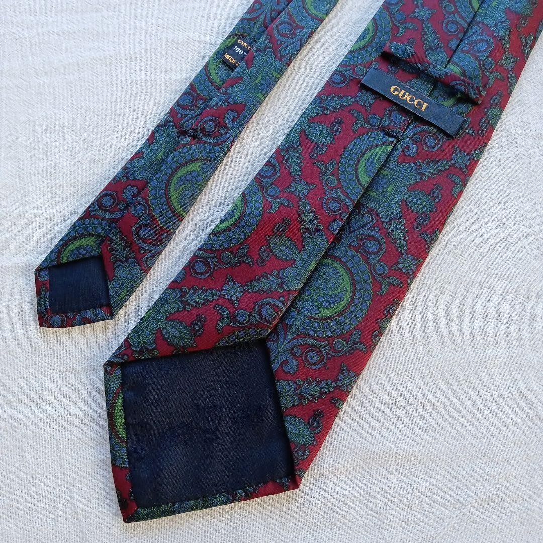 Gucci Necktie Tie 100% Silk Red Green All Paisley Pattern 3.5 inches From Japan thumbnail 15