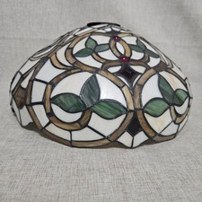 Vintage Stained Glass Lamp Tiffany Style With Jewels Beautiful 13" Shade