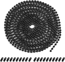 120" Black Ceiling Fan Pull Chain Extension 3mm Rust Proof 20 Connectors New