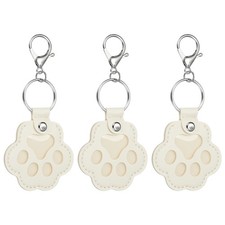 Pet Fur Storage Keychain, Leather Dog Fur Keepsake, White, 3 Pcs 